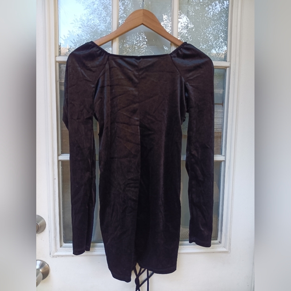 Wild Fable black velvet bodycon dress sz m - Picture 2 of 4